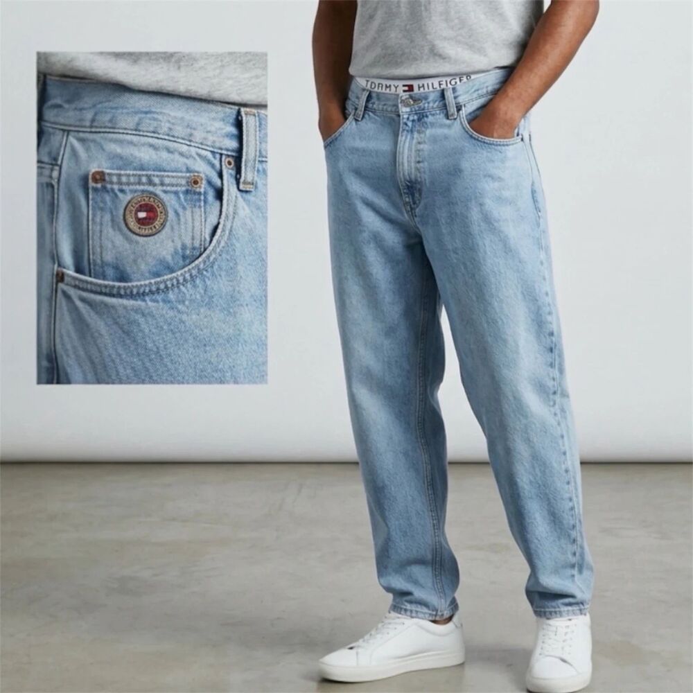 Tommy Hilfiger Dad Jeans Mens 34 X 32 Light Wash y2k retro streetwear Vintage
